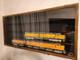 Train Display Case O Scale Walnut Railroad Model Locomotive Wood Rack Cabinet