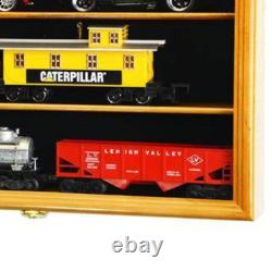 Train Display Case O Scale Walnut Railroad Model Locomotive Wood Rack Cabinet