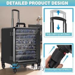 Trolley Miniatures Transport Display Storage Case Aluminum Alloy Frame with 5