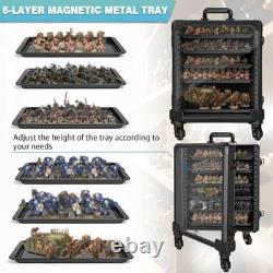 Trolley Miniatures Transport Display Storage Case Aluminum Alloy Frame with 5