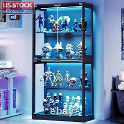 US Stock AMERLIFE 4 Tier RGB Display Cabinet Glass Shelves Collectibles