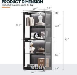 US Stock AMERLIFE 4 Tier RGB Display Cabinet Glass Shelves Collectibles