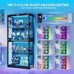 US Stock AMERLIFE 4 Tier RGB Display Cabinet Glass Shelves Collectibles
