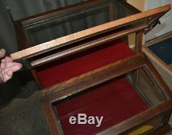 Unique Antique Oak & Glass Display Case, Store Counter Top Showcase Mercantile