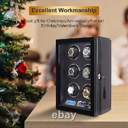 Updated Automatic Watch Winder For 6 Watches LED Watch Storage Display Case Box