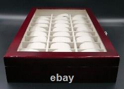 Used Cherry Wood Watch Display Case and Storage for 30 Watches with Lock & Key