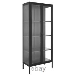 VEVOR Display Cabinet with Glass Door, 66 in Tall 4-Tier Lighted Display Case wi