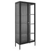 VEVOR Display Cabinet with Glass Door, 66 in Tall 4-Tier Lighted Display Case wi