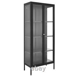 VEVOR Display Cabinet with Glass Door, 66 in Tall 4-Tier Lighted Display Case wi