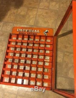 VINTAGE 1950s IMPERIAL BRASS FITTINGS HARDWARE STORE DISPLAY CASE