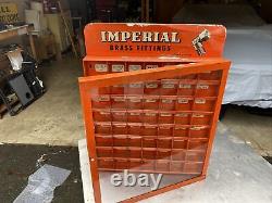 VINTAGE 1950s IMPERIAL BRASS FITTINGS METAL CABINET STORE DISPLAY CASE SIGN