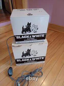 VINTAGE BLACK & WHITE SCOTCH WHISKEY BARKING DOGS METAL CASE STORE DISPLAY withBOX