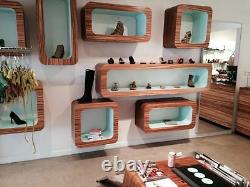 Veneer Zebra Wood Custom Display Cubes for Retail Store
