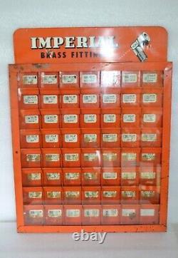 Vintage 1960s Imperial Brass Fittings Metal Parts cabinet store display case #1