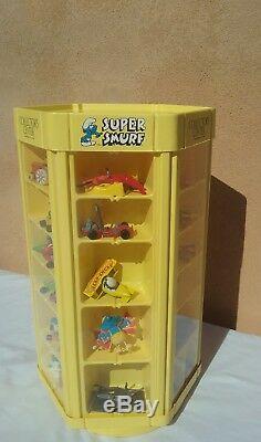 Vintage 1980s Smurf Collector's Center toy store display case 1983 with figures