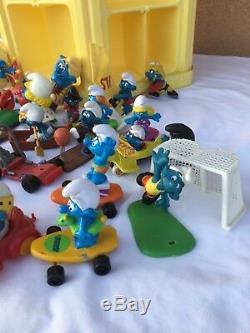 Vintage 1980s Smurf Collector's Center toy store display case 1983 with figures