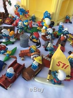 Vintage 1980s Smurf Collector's Center toy store display case 1983 with figures