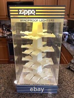 Vintage 1980s Zippo Lighter Lighted Rotating Store Display Case Works