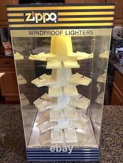 Vintage 1980s Zippo Lighter Lighted Rotating Store Display Case Works