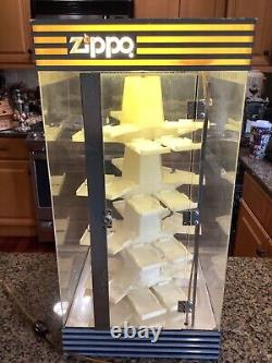 Vintage 1980s Zippo Lighter Lighted Rotating Store Display Case Works