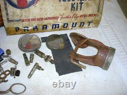 Vintage 50s Paramount Tire Repair Metal Cabinet 10.5 W Store Display Case Box