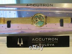 Vintage Accutron Watch by Bulova Aluminum Tuning Fork Lucite Case Store Display