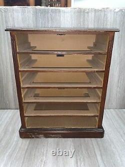 Vintage Antique Spool Cabinet 6 Drawer Clark Walnut Thread General Store Sewing