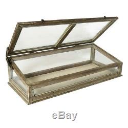 Vintage Antique Style Wood Glass Tabletop Display CaseHinge Lid Divided 