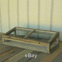 Vintage Antique Style Wood Glass Tabletop Display Case Hinge Lid Jewelry Store