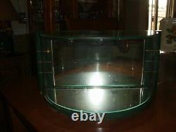 Vintage Art Deco Design Style Curved Glass Mirrored Wood Back Store Display Case