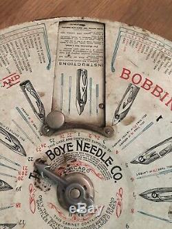 Vintage BOYE NEEDLE Co. Store Counter Display Case Shuttles & Bobbins Sewing