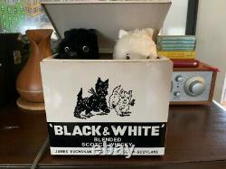 Vintage Black & White Scotch Whiskey Barking Dogs Metal Case Store Display