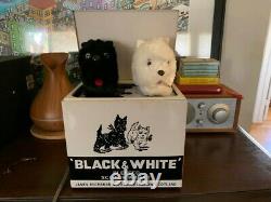 Vintage Black & White Scotch Whiskey Barking Dogs Metal Case Store Display