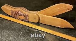 Vintage CASE KNIVES 16.5 Wood Hand-Carved 2-Blade Knife Folk Art Store Display