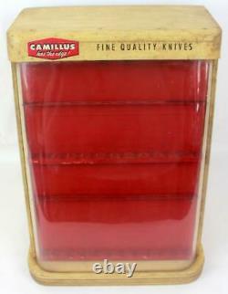 Vintage Camillus Oak Knife Store Counter Display Case Camillus has the Edge