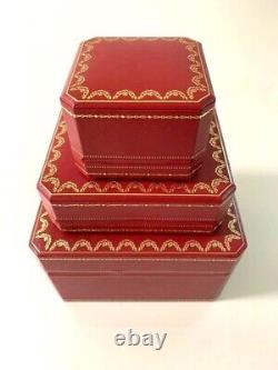 Vintage Cartier Ring, Necklace & watch Empty Box RED Storage display case-3 set