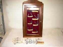 Vintage Case XX Knife Wood Store Display Case withseven knives Mini Trapper Peanut