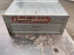 Vintage Cleveland Twist Drill Co Hardware Store Drill Bit Display Case Cabinet