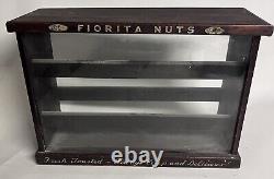 Vintage Fiorita Nuts Wood Box Glass Front Store Retail Counter Top Display Case