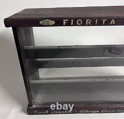 Vintage Fiorita Nuts Wood Box Glass Front Store Retail Counter Top Display Case