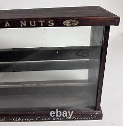 Vintage Fiorita Nuts Wood Box Glass Front Store Retail Counter Top Display Case