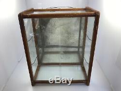 Vintage General Store 12.875 wide Glass Display Case Counter Top Wood, Mirror