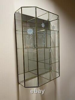 Vintage Glass and Brass Curio Display Cabinet Wall MCM Storage Wall 19.5x 14.5