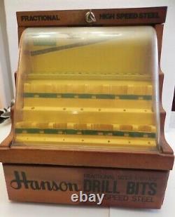 Vintage HANSON JOBBERS DRILL BIT Store Display Case with Key