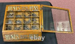 Vintage Hunts Fountain Pen Nibs Wood Display Case With Nibs, Storage In Back