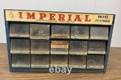 Vintage Imperial Brass Fittings Metal Display Case Storage Cabinet 15 Drawers