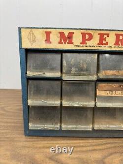 Vintage Imperial Brass Fittings Metal Display Case Storage Cabinet 15 Drawers