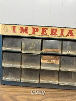 Vintage Imperial Brass Fittings Metal Display Case Storage Cabinet 15 Drawers