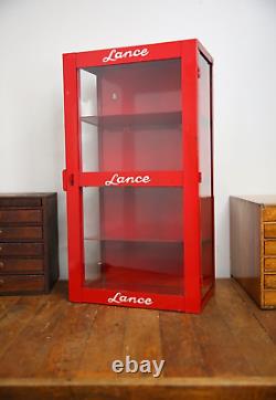 Vintage Lance Candy Jar Glass Metal Store Display Cabinet Case Original NICE