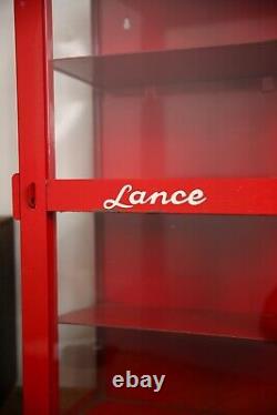 Vintage Lance Candy Jar Glass Metal Store Display Cabinet Case Original NICE